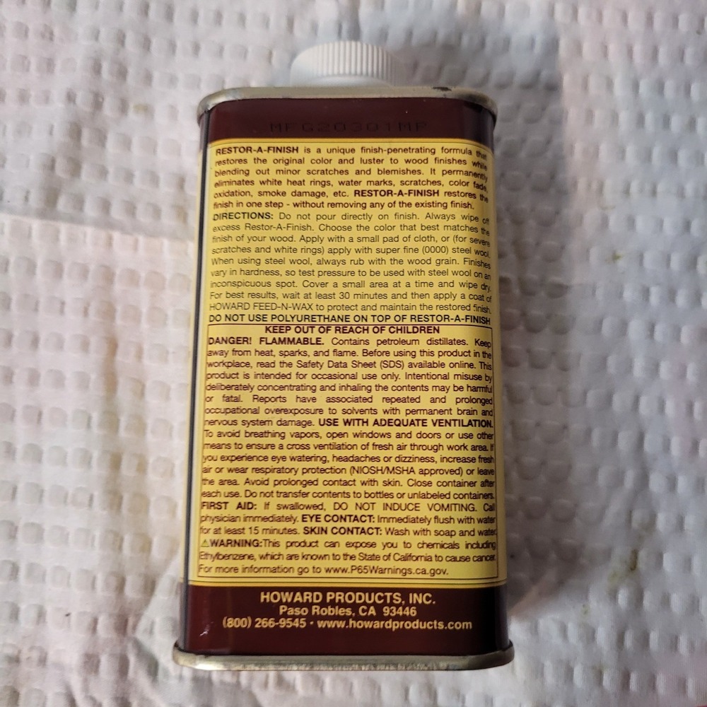 Howard Restor-A-Finish Maple-Pine Wood Finish Restorer 8 oz RF2008 Brown - Picture 3 of 7